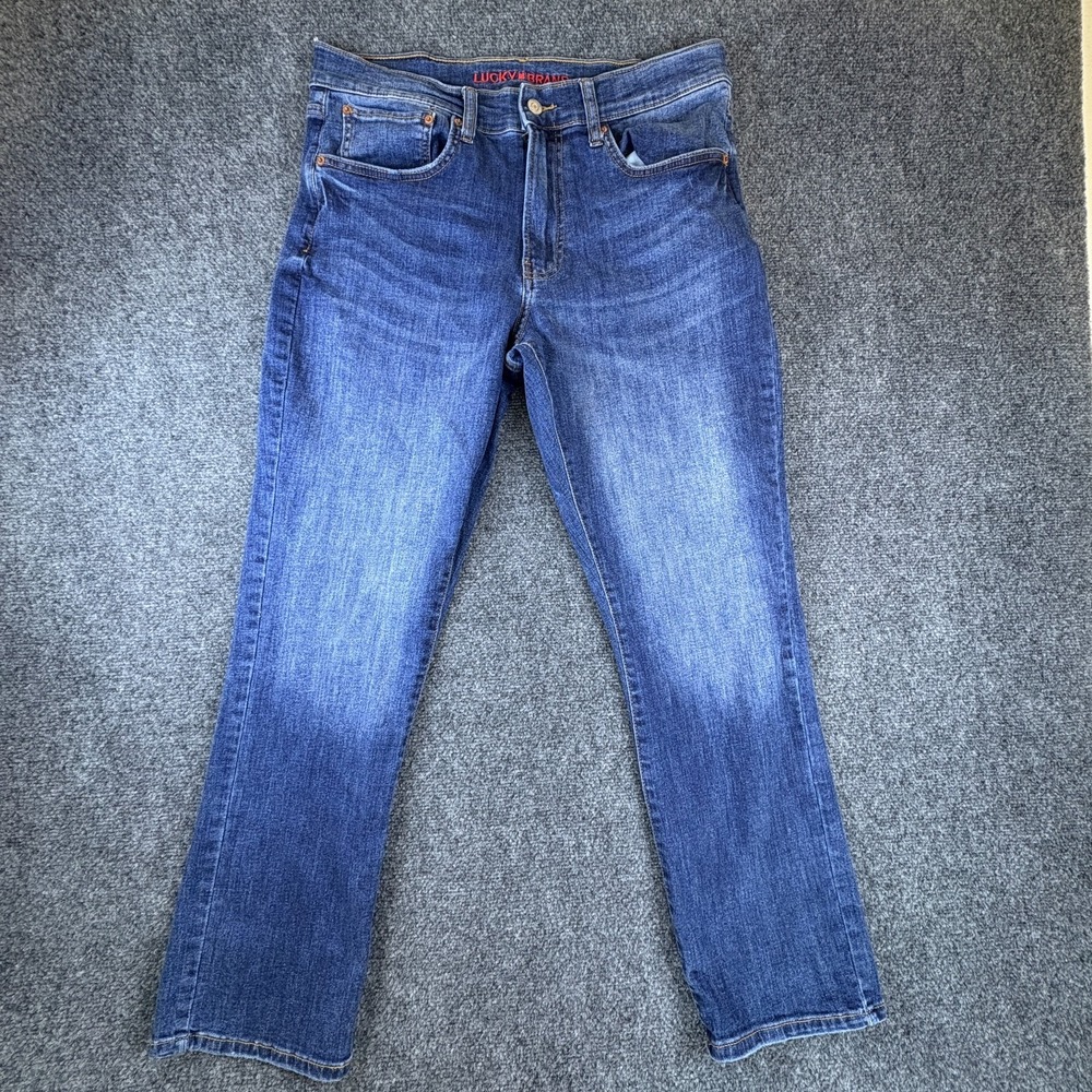 Lucky Brand 223 Straight Jeans Mens 34x28.5 Blue Denim‎ Cotton Casual Mid Rise